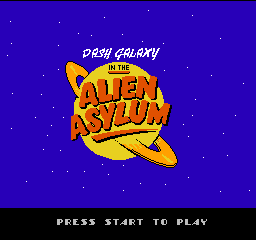 Dash Galaxy in the Alien Asylum title screen for NES